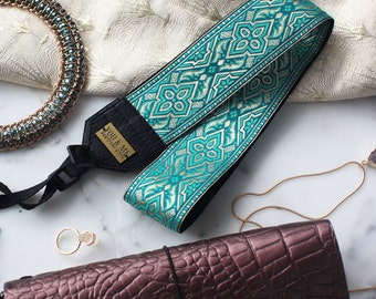 Hand-made camera strap Turquoise