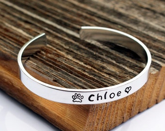 Pet memorial cuff bracelet Pet loss comfort jewelry In memory of bracelet Custom Pet bracelet Gift for friends Pet loss