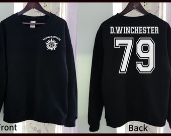 Dean Winchester Sweatshirt Shirt Gildan Supernatural 2 Colors Clothing Gray Black Grey