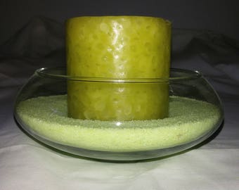 sand colored glass bowl candle holder
