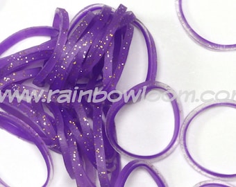 Sweets - Deep Lilac Bands (Glitter) Rainbow Loom Bands Refill. 600 bands & c-clips. Guaranteed authentic. Latex-free.