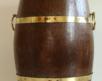 Umbrella Stand Antique Oak Herring Barrel - circa Late 19th C or Early 20th C Umbrella Stand