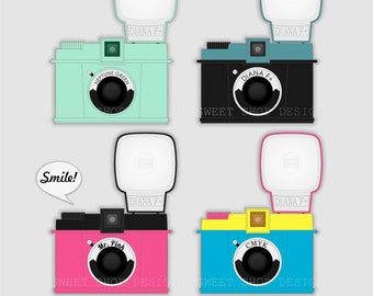 Camera Clip Art, Photography Clip Art, Camera Ilustration, Royalty Free Clipart, Diana F NO1, Instant Download