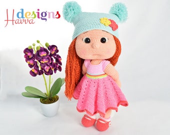 Crochet Pattern - Mia With Colored Clothes (Amigurumi Doll Pattern)