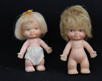 Two Vintage Kiddle Clone Dolls, Pee Wee Doll, Pee Wee Clone