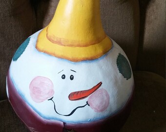 Handpainted snowman gourd