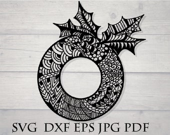 Christmas wreath zentangle svg file for cricut / zendoodle, zentangle Christmas, intricate svg file, cricut download svg, mandala wreath svg