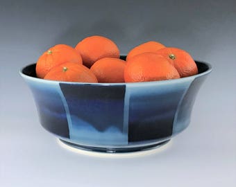 Ceramic Serving Bowl, Large Blue Bowl, Ceramic Fruit Bowl, Porcelain Bowl, Blue Salad Bowl, Wheel Thrown Pottery Bowl, Pasta Bowl, Chip Bowl