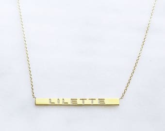 Personalized Gold Bar Necklace