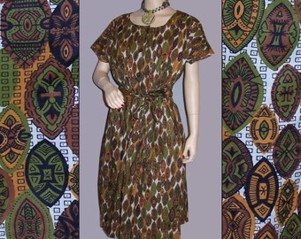 Tapas Print Cotton Scooter Culottes 60s early 70s Dress