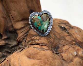 Turquoise Heart Ring-turquoise heart, heart ring, turquoise cabochon, turquoise jewelry, heart jewelry, Valentine's Day, bohemian