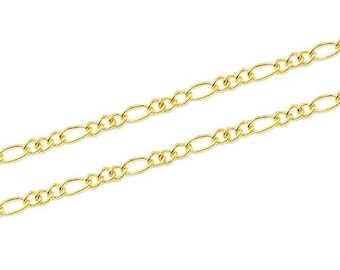 Link 2x5mm - gold plated figaro chain (1 m)