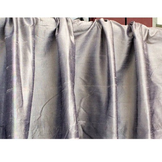 Grey 100 Percent Pure Silk Dupioni Grommet Unlined Curtain