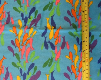 Rainbow Fish F600 Desinged by Jannet Orfini for Northcott Lyndhurst Studio, designer fabric, blue, cotton flannel fabric, quilting