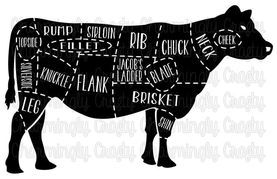 Beef Cow Meat Cut Chart Svg Png Studio Cuttable Quote For