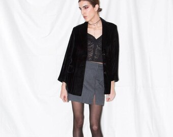 Vintage Black Velvet Blazer Boxy Fit