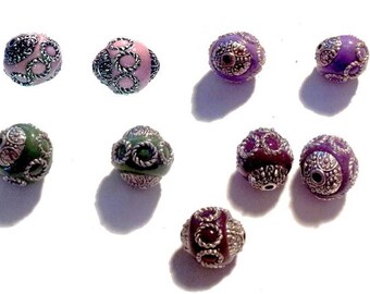 2 beads, Indonesian, 15mm, choose colors!