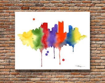 Pittsburgh Skyline - Abstract Watercolor - Pennsylvania Art Print - Wall Decor