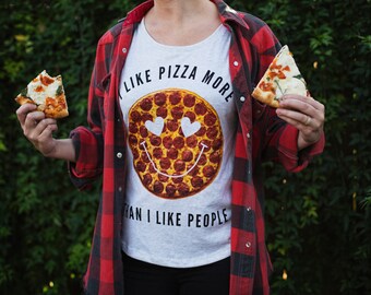 I Like Pizza More Than I Like People Women's Slouchy Dolman Food Foodie T-Shirt