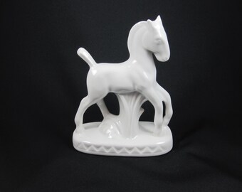 White Porcelain Horse Vase or Planter from Czechoslovakia