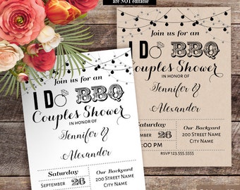 Printable I DO BBQ Couples Shower invitation, Wedding templates, Wedding shower invite, Instant download self editable pdf W310-659