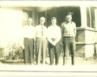 1939 Oliver and His Boys Father Sons Men 30s Vintage Photograph Black White Photo