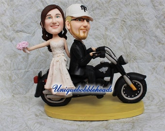 Custom wedding cake toppers motorcycle bride and groom free shipping