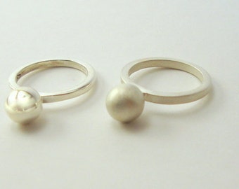 Sterling Silver Ball Ring / Silver Stacking Ring / Geometric Ring retro simple stackable delicate dainty circle circular round oval classic