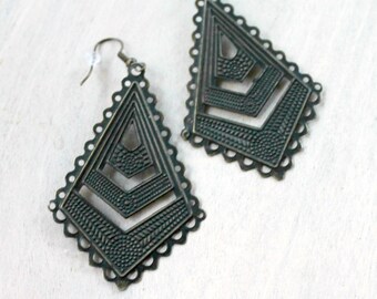 Chevron Lightweight Filigree Earrings - Dangle