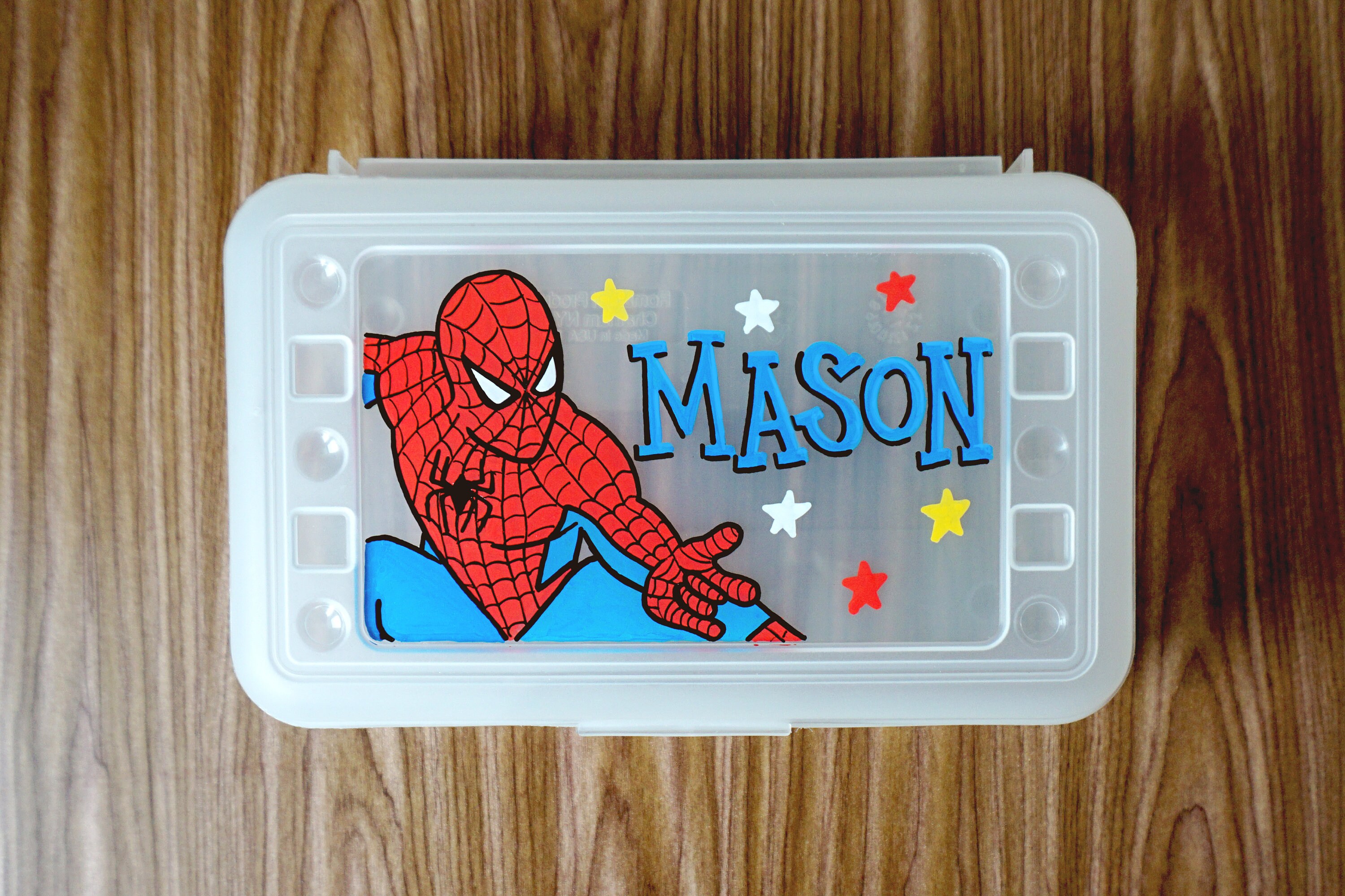 Spiderman Personalized Pencil Box hand painted school