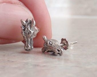Horse Head Earrings Posts Sterling Silver Vintage V0798