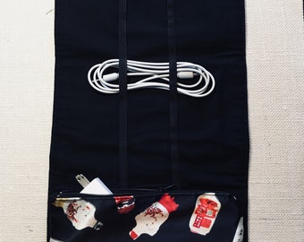 Cable organizer/ cord organizer/ cable holder/ cord keeper/ cord holder/ charger organizer/ cable keeper/ asian print/ sake bottles