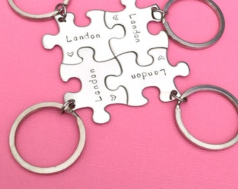 Set of 4 Personalized Keychains, Bridesmaid Gift, Bridal Party Gift, Custom Name Keychains, 4 Best Friends, Besties Gift, Best friends gift