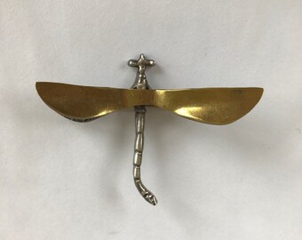 DRAGONFLY Sterling Pin - MEXICO - Mixed Metals - Vintage