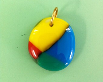 Brightly Colored Fused Glass Pendant
