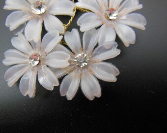 Celluloid and Rhinestone Clip Earrings - Vintage Clip-on Earrings