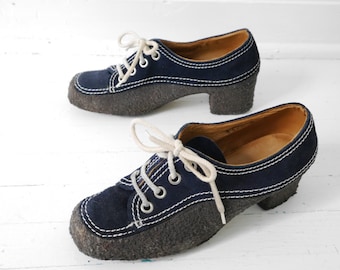 Rare 60s Unusual Vintage Wrapped Gummy Sole Oxford Loafer Shoes 9 //97
