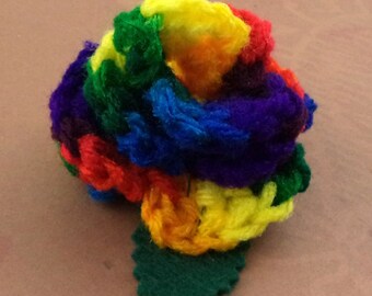 Crocheted Rose Hair Clip - Rainbow (SWG-HC-RB03)