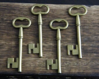Woolf - 10 x Antique Bronze Brass Skeleton Key Large Vintage Keys