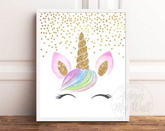 unicorn face print gold glitter unicorn printable unicorn nursery print unicorn wall - Unicorn Printables unicorn face print gold glitter unicorn printable unicorn nursery print unicorn wall - Unicorn Printables
