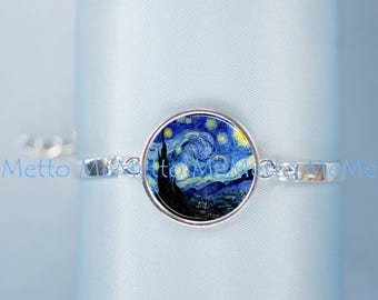 Starry Nigh Van Gogh Bracelet|Starry Nigh Van Gogh Art Jewelry Wedding Moon Jewelry Anniversary Gift| Gifts for HER Bridesmaid Gift