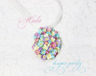 Suspension "Spring flowers" made of polymer clay