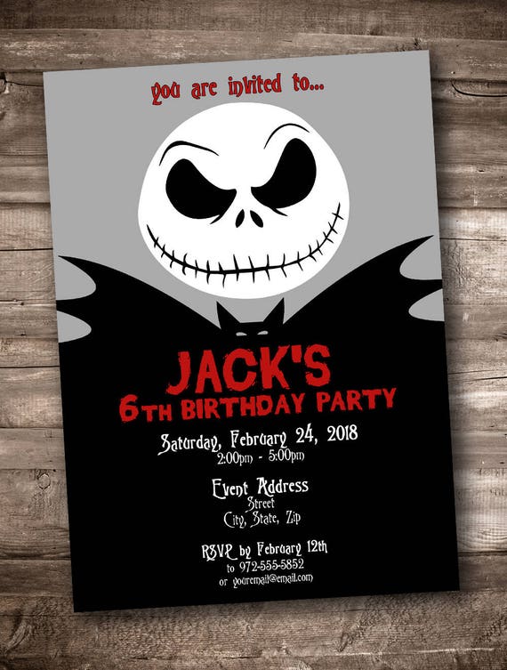 Jack Skellington Party Invitation Personalized Digital