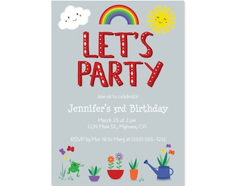 Printed Invitations - Let's Party Rainbows