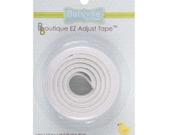 EZ Adjust Hook and Loop Tape ~ 1 1/2" wide ~ White ~ 2 piece set by Babyville Boutique ~ 100% Nylon ~ Makes quick & easy adjustable closure