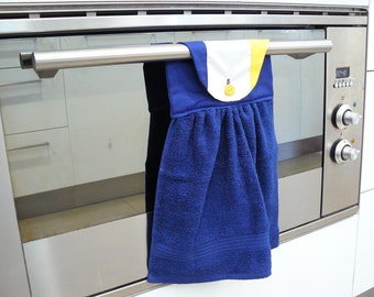 Hanging Hand Towel -blue yellow and white football inspired West Coast Eagles inspired gift