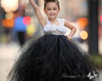 Black Flower Girl Dress, Black Tutu Dress, Black Tulle Dress, Black Dress, Black Wedding, Black, Flower Girl Dress