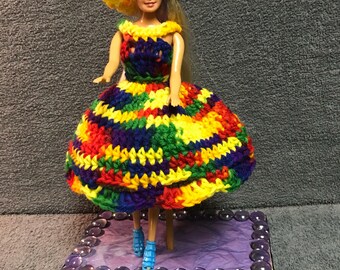 Barbie Doll Rainbow Dress and Hat