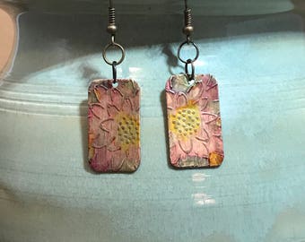 Etched brass earrings