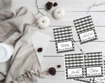 Printable Camping Birthday Tent Cards Buffalo Check Plaid